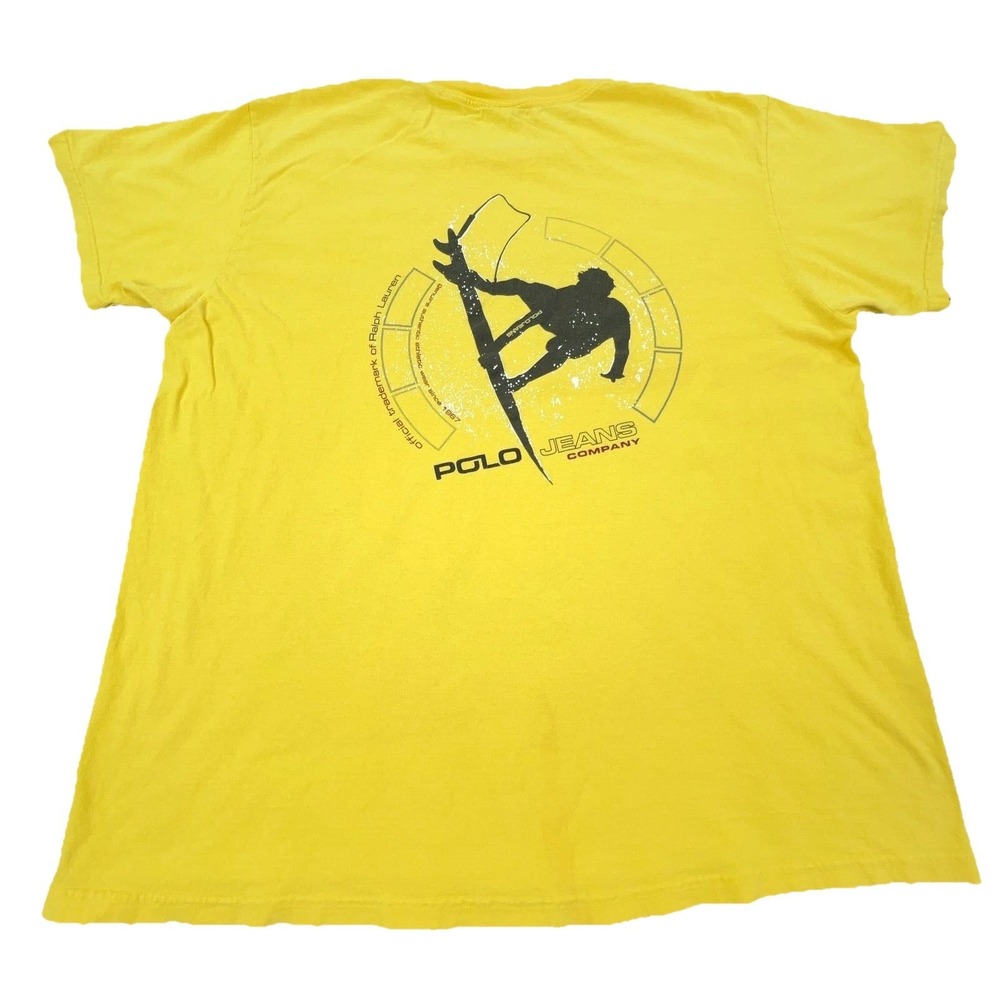 Vintage Ralph Lauren Shirt Men Large‎ Yellow Surfing Surf  tee Polo Jeans  Y2K *